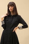 Shop_Chillosophy_Black European Crepe Straight Collar Shirt Dress  _Online_at_Aza_Fashions