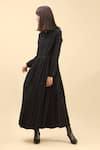 Buy_Chillosophy_Black European Crepe Straight Collar Pleated Maxi Dress  _Online_at_Aza_Fashions