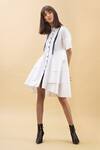 Chillosophy_White Poplin Straight Collar Short Shirt Dress _Online_at_Aza_Fashions