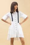Buy_Chillosophy_White Poplin Straight Collar Short Shirt Dress _Online_at_Aza_Fashions