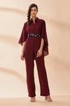 Buy_Aakaar_Purple Sequins Flared Sleeves Jumpsuit_at_Aza_Fashions