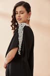 Shop_Aakaar_Black Moss Crepe Embroidery Pearl And Cutdana One Shoulder Dress _Online_at_Aza_Fashions