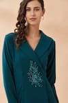 Shop_Aakaar_Green Heavy Moss Embroidery Cutdana Collared Neck Blazer Style Tunic And Pant Set _Online_at_Aza_Fashions