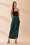 Shop_Aakaar_Green Draped Skirt _at_Aza_Fashions