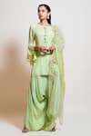 Buy_Smriti By Anju Agarwal_Green Dupatta Organza, Kurta Chinnon, Lining Taffeta, Set With Embroidered _at_Aza_Fashions