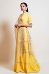 Smriti By Anju Agarwal_Yellow Dupatta Organza, Kurta Georgette, Lining Taffeta, Embroidered Set _Online_at_Aza_Fashions