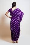 Shop_Smriti By Anju Agarwal_Purple Net, Chinon, Lining Taffeta Mirror Work Leheriya Draped Kaftan _at_Aza_Fashions