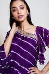Buy_Smriti By Anju Agarwal_Purple Net, Chinon, Lining Taffeta Mirror Work Leheriya Draped Kaftan _Online_at_Aza_Fashions