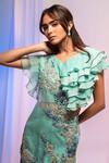Buy_Smriti By Anju Agarwal_Blue Cape Organza, Chinon Mirror, Thread And Sequin Work Embroidered Palazzo Set _Online_at_Aza_Fashions