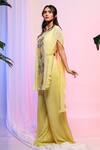 Smriti by Anju Agarwal_Yellow Chinon Embroidered Cape And Palazzo Set_Online_at_Aza_Fashions