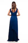 Shop_Smriti by Anju Agarwal_Blue Georgette Embroidery Cutdana Leaf Neck Draped Jumpsuit _at_Aza_Fashions