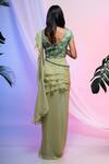 Shop_Smriti By Anju Agarwal_Green Blouse-organza, Dupatta- Organza, Skirt- Draped With Embroidered Blouse _at_Aza_Fashions