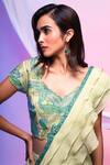 Buy_Smriti By Anju Agarwal_Green Blouse-organza, Dupatta- Organza, Skirt- Draped With Embroidered Blouse _Online_at_Aza_Fashions