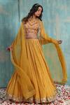 Buy_Smriti By Anju Agarwal_Yellow Blouse- Net And Taffeta, Dupatta- Organza, Lehenga- Orla Embroidered Set _at_Aza_Fashions