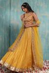 Smriti By Anju Agarwal_Yellow Blouse- Net And Taffeta, Dupatta- Organza, Lehenga- Orla Embroidered Set _Online_at_Aza_Fashions