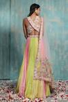 Shop_Smriti By Anju Agarwal_Pink Blouse- Net And Taffeta, Dupatta- Net, Lehenga- Chinnon Navya Pleated Set _at_Aza_Fashions