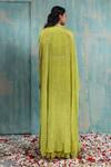 Shop_Smriti By Anju Agarwal_Green Blouse Organza, Skirt And Cape Chinnon Cut Beads Omala Embroidered Set _at_Aza_Fashions