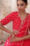 Buy_Smriti By Anju Agarwal_Red Blouse- Silk, Dupatta- Crepe, Lehenga- Omaira Set With Embroidered _Online_at_Aza_Fashions