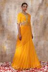 Smriti By Anju Agarwal_Yellow Blouse And Lehenga- Silk, Dupatta- Organza Aadrika Leheriya Pattern Set _Online_at_Aza_Fashions