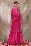 Shop_Smriti By Anju Agarwal_Pink Dupatta- Organza, Kurta- Chinnon, Sharara- Crepe Gaatha Embroidered Set _at_Aza_Fashions