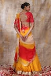 Shop_Smriti By Anju Agarwal_Yellow Blouse- Silk, Lehenga And Dupatta- Chinnon Kaakali Set With Printed _at_Aza_Fashions