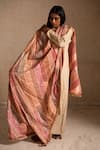 Buy_Priyanka Raajiv_Peach Border Handwoven Silk Embroidered Floral Aahi Upcycled Patchwork Dupatta _Online_at_Aza_Fashions