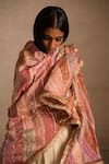 Shop_Priyanka Raajiv_Peach Border Handwoven Silk Embroidered Floral Aahi Upcycled Patchwork Dupatta _Online_at_Aza_Fashions