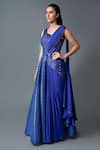 Buy_Amit Aggarwal_Blue Georgette Hand Embroidered Gown_Online_at_Aza_Fashions