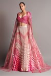 Amit Aggarwal Pink Tulle V Neck Metallic Draped Blouse And Lehenga Set Online at Aza Fashions Amit Aggarwal_Pink Tulle V Neck Metallic Draped Blouse And Lehenga Set _Online_at_Aza_Fashions