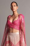 Buy Amit Aggarwal Pink Tulle V Neck Metallic Draped Blouse And Lehenga Set Online at Aza Fashions Buy_Amit Aggarwal_Pink Tulle V Neck Metallic Draped Blouse And Lehenga Set _Online_at_Aza_Fashions