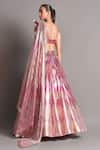 Shop Amit Aggarwal Pink Tulle V Neck Metallic 3d Draped Blouse And Lehenga Set at Aza Fashions Shop_Amit Aggarwal_Pink Tulle V Neck Metallic 3d Draped Blouse And Lehenga Set _at_Aza_Fashions
