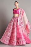 Buy Amit Aggarwal Pink Silk Organza, Polymer Round Metallic Chevron Bridal Lehenga Set at Aza Fashions Buy_Amit Aggarwal_Pink Silk Organza, Polymer Round Metallic Chevron Bridal Lehenga Set _at_Aza_Fashions