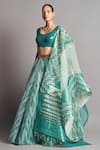Buy Amit Aggarwal Green Silk Organza, Polymer Round Metallic Chevron Bridal Lehenga Set at Aza Fashions Buy_Amit Aggarwal_Green Silk Organza, Polymer Round Metallic Chevron Bridal Lehenga Set _at_Aza_Fashions