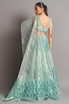 Shop_Amit Aggarwal_Green Tulle V Neck Metallic Lehenga Set_at_Aza_Fashions