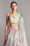 Buy Amit Aggarwal Multi Color Tulle Asymmetric Metallic Draped Blouse And Lehenga Set Online at Aza Fashions Buy_Amit Aggarwal_Multi Color Tulle Asymmetric Metallic Draped Blouse And Lehenga Set _Online_at_Aza_Fashions
