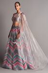 Amit Aggarwal Multi Color Tulle Asymmetric Metallic Draped Blouse And Lehenga Set Online at Aza Fashions Amit Aggarwal_Multi Color Tulle Asymmetric Metallic Draped Blouse And Lehenga Set _Online_at_Aza_Fashions