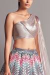 Buy Amit Aggarwal Multi Color Tulle Asymmetric Metallic Draped Blouse And Lehenga Set Online at Aza Fashions Buy_Amit Aggarwal_Multi Color Tulle Asymmetric Metallic Draped Blouse And Lehenga Set _Online_at_Aza_Fashions