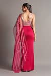 Shop_Amit Aggarwal_Pink Chiffon V Neck Metallic Pre-stitched Saree Gown  _at_Aza_Fashions