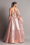 Shop Amit Aggarwal Pink Tulle Asymmetric Metallic Ruffle Draped Blouse And Lehenga Set at Aza Fashions Shop_Amit Aggarwal_Pink Tulle Asymmetric Metallic Ruffle Draped Blouse And Lehenga Set _at_Aza_Fashions