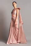 Amit Aggarwal_Pink Chiffon V Neck Pre-stitched Saree With Blouse  _Online_at_Aza_Fashions