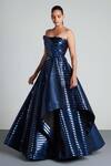 Buy Amit Aggarwal Blue Mesh Bandeau Draped Gown at Aza Fashions Buy_Amit Aggarwal_Blue Mesh Bandeau Draped Gown _at_Aza_Fashions