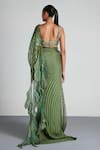 Shop_Amit Aggarwal_Green Georgette Embroidery Metallic Pre-draped Saree With Blouse  _at_Aza_Fashions