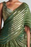 Buy_Amit Aggarwal_Green Georgette Metallic Pre-draped Saree With Blouse_Online_at_Aza_Fashions