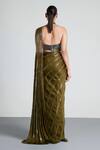 Shop Amit Aggarwal Green Chiffon Embroidery Halter Metallic Pre-draped Saree With Blouse at Aza Fashions Shop_Amit Aggarwal_Green Chiffon Embroidery Halter Metallic Pre-draped Saree With Blouse _at_Aza_Fashions