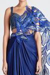 Buy_Amit Aggarwal_Blue Chiffon Embroidery Metallic Pre-draped Saree With Blouse  _Online_at_Aza_Fashions