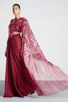Buy_Amit Aggarwal_Pink Chiffon Embroidery Metallic Pre-draped Saree With Blouse  _at_Aza_Fashions