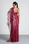 Shop_Amit Aggarwal_Pink Chiffon Embroidery Metallic Pre-draped Saree With Blouse  _at_Aza_Fashions