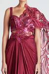 Buy_Amit Aggarwal_Pink Chiffon Embroidery Metallic Pre-draped Saree With Blouse  _Online_at_Aza_Fashions