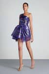 Buy_Amit Aggarwal_Purple Tulle One Shoulder Structured Dress _Online_at_Aza_Fashions