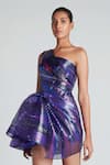 Buy_Amit Aggarwal_Purple Tulle One Shoulder Structured Dress _at_Aza_Fashions